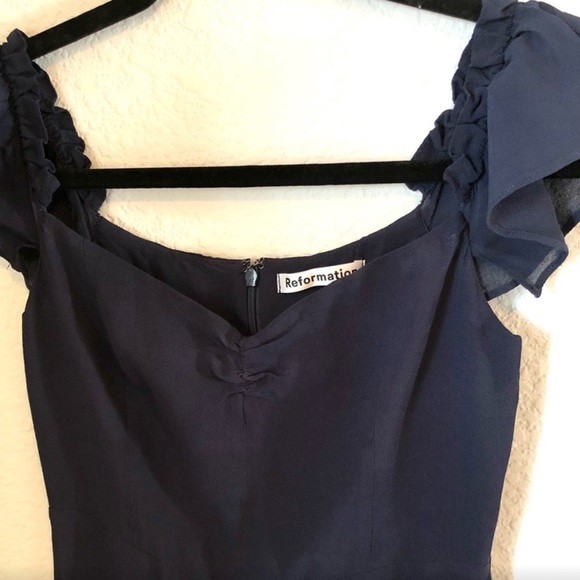 Reformation Butterfly Dress in Navy - Picture 5 of 6